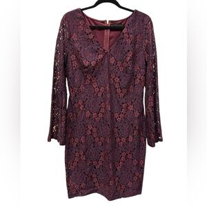 Donna Karan Newyork Elegant Lace Dress with V-Neck size 12